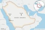 This is a locator map for Saudi Arabia with its capital, Riyadh.
