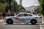 A Metropolitan Police Department squad car parked blocks away from the White House in Washington, D.C. on Monday