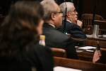 Sen. Jeff Golden, Feb. 5, 2024, right, on the opening of the legislative short session at the Oregon state Capitol in Salem, Ore. 