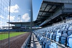The new Hillsboro Hops stadium on March 26, 2026, in Hillsboro, Ore. The new stadium saved the Hops from having to leave town, as the previous stadium did not meet league standards.
