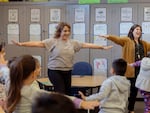 Lupe Fuentes (left) and Yesenia Covarrubias teach a lesson on courage.