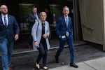 Mayor Keith Wilson leaves the federal courthouse in Portland, Ore., on Friday, Oct. 3. The state of Oregon and the city of Portland appeared in court Friday morning for a hearing on their motion to block President Trump's deployment of the National Guard.
