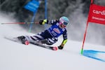 United States' Katie Hensien speeds down the course during a women's World Cup giant slalom, in Spindleruv Mlyn, Czech Republic, Saturday, Jan. 24, 2026.
