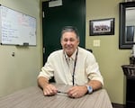 Phoenix-Talent Superintendent Brent Barry in his office in Medford, Ore.