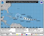 This graphic from the National Hurricane Center shows a possible path of Tropical Storm Erin over the course of the week.