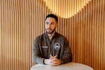 Dearborn Mayor Abdullah Hammoud sits at Jabal Coffee House in downtown Dearborn on Thursday.