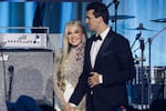 Erika and Charlie Kirk pictured at the Turning Point USA Inaugural Eve Ball in Washington, D.C. in January. 