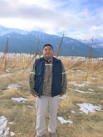 Nez Perce Tribal Executive Committee Chairman Shannon Wheeler stands on the tribe's newly purchased property near the Wallowa Mountains in Joseph.