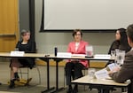 U.S. Rep. Suzanne Bonamici, center in pink jacket, heard about the challenges student borrowers are facing today from Portland-area college students, financial aid experts and consumer protection advocates at Portland Community College, April 8, 2024.