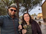 Taralyn and Cyler Varnum taste sparkling wine in Sant Sadurní d'Anoia, Spain, Dec. 31, 2023.