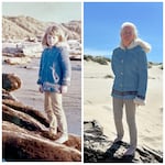 Writer Holly Goldberg Sloan recreates a childhood photo in Florence, Ore., where she spent a lot of time as a kid. Her new novel "Finding Lost" is set there.