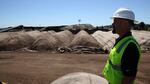 Lawrence Klein, facility manager of the Seattle-based composting company Cedar Grove, walks past rows of maturing compost. Plastic and metal in the food waste adds to the cost of turning waste into compost for yards and gardens.