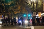 A third night of protests took place in Portland on Nov. 10, 2016, as crowds demonstrated against the election of Donald Trump as well as other issues.