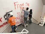 Cleanup at the Branford Price Millar Library at Portland State University is underway, May 6, 2024, after protesters occupied the library for several days last week. 