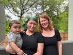 Ada McGraw poses for a photo with her son Legend and singer-songwriter Bre Gregg, right, at OPB, May 5, 2026.