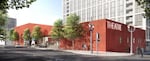 A rendering of the exterior of Artists Repertory Theatre's new building. The building will serve as ART's new home beginning 2024.