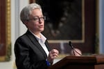 FILE - Oregon Gov. Tina Kotek speaks during a signing ceremony in Washington, Feb. 23, 2024. Kotek on Monday signed House Bill 4002, which creates new criminal penalties for drug possession and expands funding for addiciton treatment, into law.