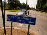 A Fulton County Jail signs in Atlanta. The number of people in jail who were Black increased 6% from 2021 to 2022, the BJS report said.