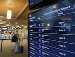 A passenger walks toward a TSA checkpoint at Roberts Field in Redmond on June 27, 2025. The Redmond Municipal Airport broke ground mid-June of this year on a multi-million dollar expansion, which is expected to be completed in 2028.