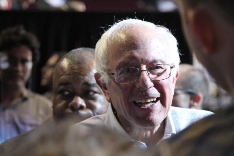 Vermont Sen. Bernie Sanders greeted supporters after his hour-long speech.