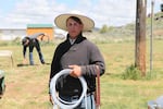 Ray Baird prepares to compete in the Big Loop Rodeo in Jordan Valley.