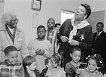 Maya Angelou at the dedication of the Maya Angelou Apartments on North Borthwick Avenue, a low-income housing complex renovated by the community development nonprofit Housing Our Families in 1994.