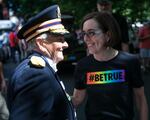Hundreds gathered in downtown Portland on June 14, 2015 to celebrate Pride Northwest, an annual parade to promote gay and lesbian activism. Oregon Gov. Kate Brown was the grand marshal for the parade. 