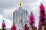 Oregon State Capitol building, May 18, 2021. The capitol was completed in 1938 and is topped with a gilded bronze statue of the Oregon Pioneer.