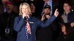 Then-Arizona Republican Party Chair Kelli Ward is seen at a rally on Nov. 7, 2022 in Prescott, Ariz. Ward has now been indicted on state charges for her role as a so-called "fake elector" for Donald Trump.