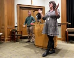 University of Portland professor Anne Santiago leads a discussion on how to bridge divides after the election on Nov. 6, 2024.