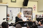 Ron Russell orchestra director Tammy Culp leads class a few days before the school's winter concert.
