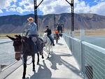 Riders cross the newly rebuilt Beverly Bridge on the Palouse to Cascades State Park Trail after a well-attended dedication event on April 8, 2022.