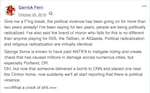 A 2018 Facebook post by Garrick Fernbaugh after explosive devices were sent to CNN and Democratic politicians by a Florida man. Fernbaugh, a retired Navy SEAL and former CIA contractor, was seen leaving the Laurelhurst park carrying a ballistic helmet and night vision goggles after someone threw a makeshift explosive at protesters.