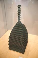 Daniel Clayman's "Quattor" is a lantern composed of kiln-formed glass and copper dust and plays with the idea of "sculpting with light."