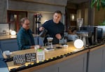 Professors Christopher Hendon, right, and Josef Dufek are brewing coffee at The Oregon Coffee Laboratory in Willamette Hall on the University of Oregon campus, Eugene, Ore., on Nov. 13, 2023.