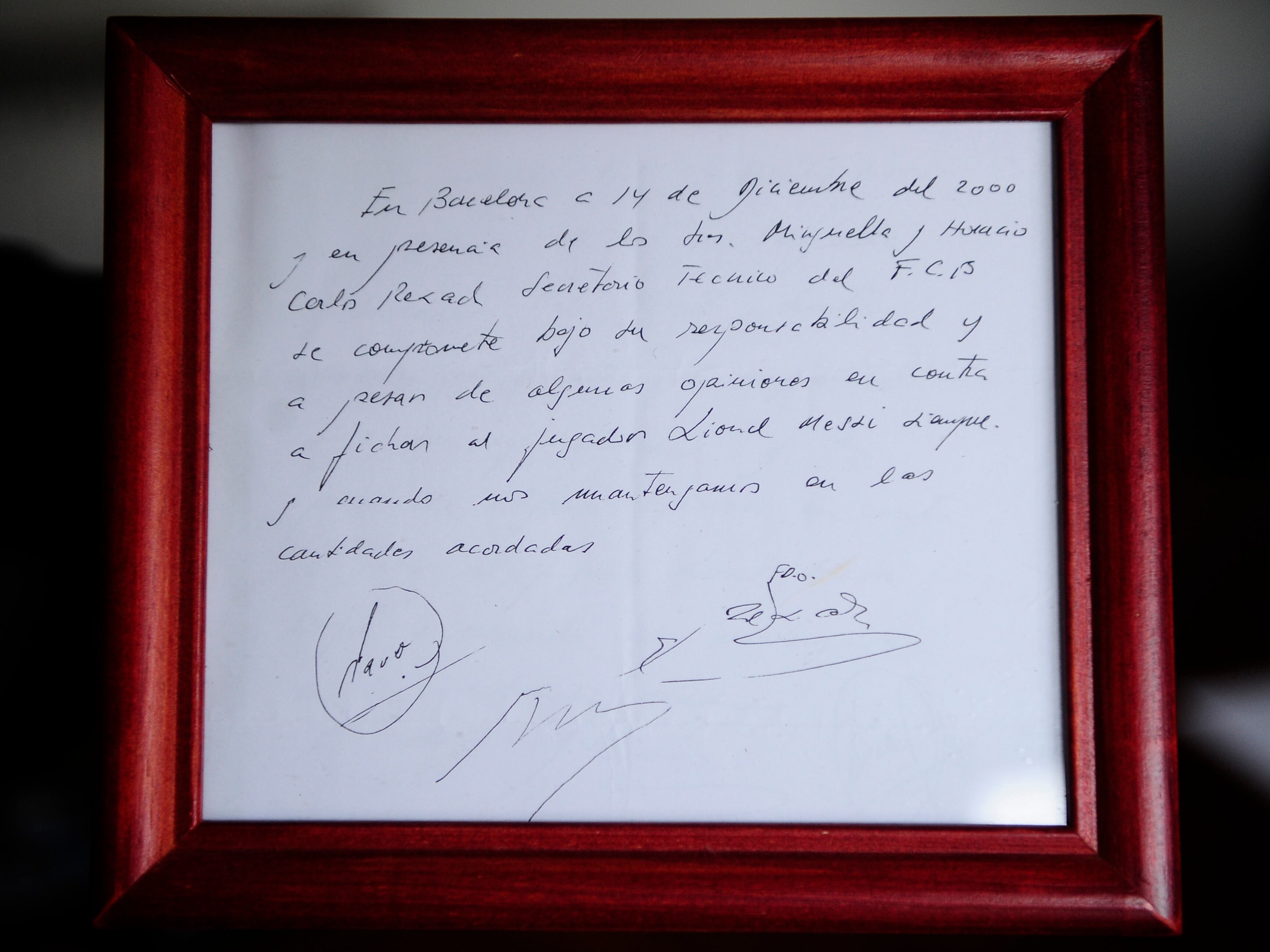 The famous napkin showing the agreement to sign then 13-year-old soccer star Lionel Messi to FC Barcelona was sold at auction on Friday for the equivalent of about $968,600.