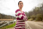 Brittany Bonds poses for a portrait outside her home in Imperial, Mo., in April.