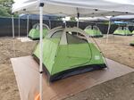 A row of tents at an urban campground in Grants Pass.