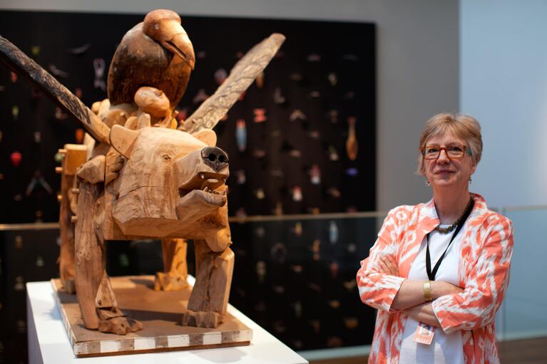 On "Ursa Major" by Rick Bartow:

“Rick was one of our incredible Northwest artists, a Native American artist, who used his Native American heritage to make some really strong, meaningful, playful, sometimes political sculpture. This is a wonderfully carved, pegged-together raven on top of a bear, with some Native American masks on it and some wings. It’s just this wonderful piece that weds traditional Northwest carving to a kind of contemporary sculptural idiom. I love it.”
 
