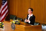 Oregon House Speaker Tina Kotek, opening the 2019 legislative session at the State Capitol in Salem, Ore., Monday, Jan. 14, 2019.