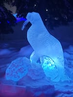 Nick Graham, a student and novice ice sculptor at the Oregon Coast Culinary Institute, spent two weeks at the 2022 World Ice Art Championships in Fairbanks, Alaska, carving ice sculptures of animals, including a six-foot-tall walrus.