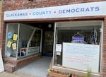 The Clackamas County Democrats office, pictured here, sits in downtown Oregon City. Last year, a person threw a brick through the office windows, and within the next two weeks a person came in the middle of the night and shot out the rest of the windows with what appeared to be a BB gun.