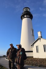 Yaquina Head acting site manager Chris Papen and acting chief ranger Katherine Fuller.