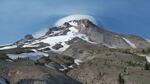 Crater Rock, a protrusion visible on the south side of Mt. Hood, is the remnant of an old lava dome. 