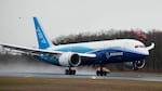 A Boeing 787 Dreamliner accelerates down the runway during its first flight in December, 2009 in Everett, Wash.