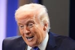 President Donald Trump speaks with reporters in the James Brady Press Briefing Room at the White House, Friday, Feb. 20, 2026, in Washington.