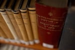 Old books line the shelves at Eastside Jewish Commons, where study group is hosted. Many donated books, including ones written in Hebrew, Yiddish, Aramaic, Ladino (Judeo-Spanish) and English, as well as other items and artifacts are housed at the Eastside Jewish Commons.