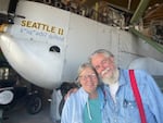  Bob and Diane Dempster with the replica World Cruiser <em>Seattle II</em>, which they intend to donate to Seattle’s Museum of Flight.