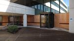 As of Feb. 1, 2026, many of the windows around the entrance on the first floor of the federal building in downtown Eugene are boarded up. Eugene Police say multiple windows were broken in the days before during protests.