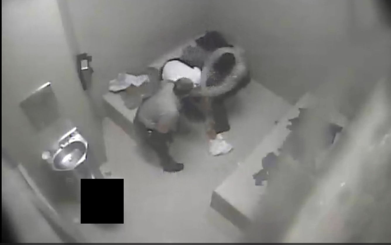 Jail camera footages shows a Clackamas County Sheriff's Office deputy striking Antwon Williams in the head.